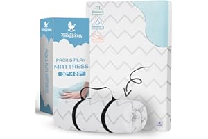 Babylicious Waterproof Pack and Play Mattress Pad - 38" x 26" | Roll Up Style - Breathable Soft Memory Foam - Portable Mattress Topper- Baby Foam Mattresses for Babies - Includes Easy Carry Buckle