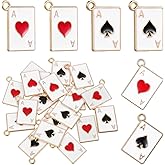 COHEALI 20Pcs Playing Card Charms Metal Enamel Queen of Hearts Spade Checkered Card Charms for Jewelry Making Diy Craft Pendants Bracelet Necklace Accessories