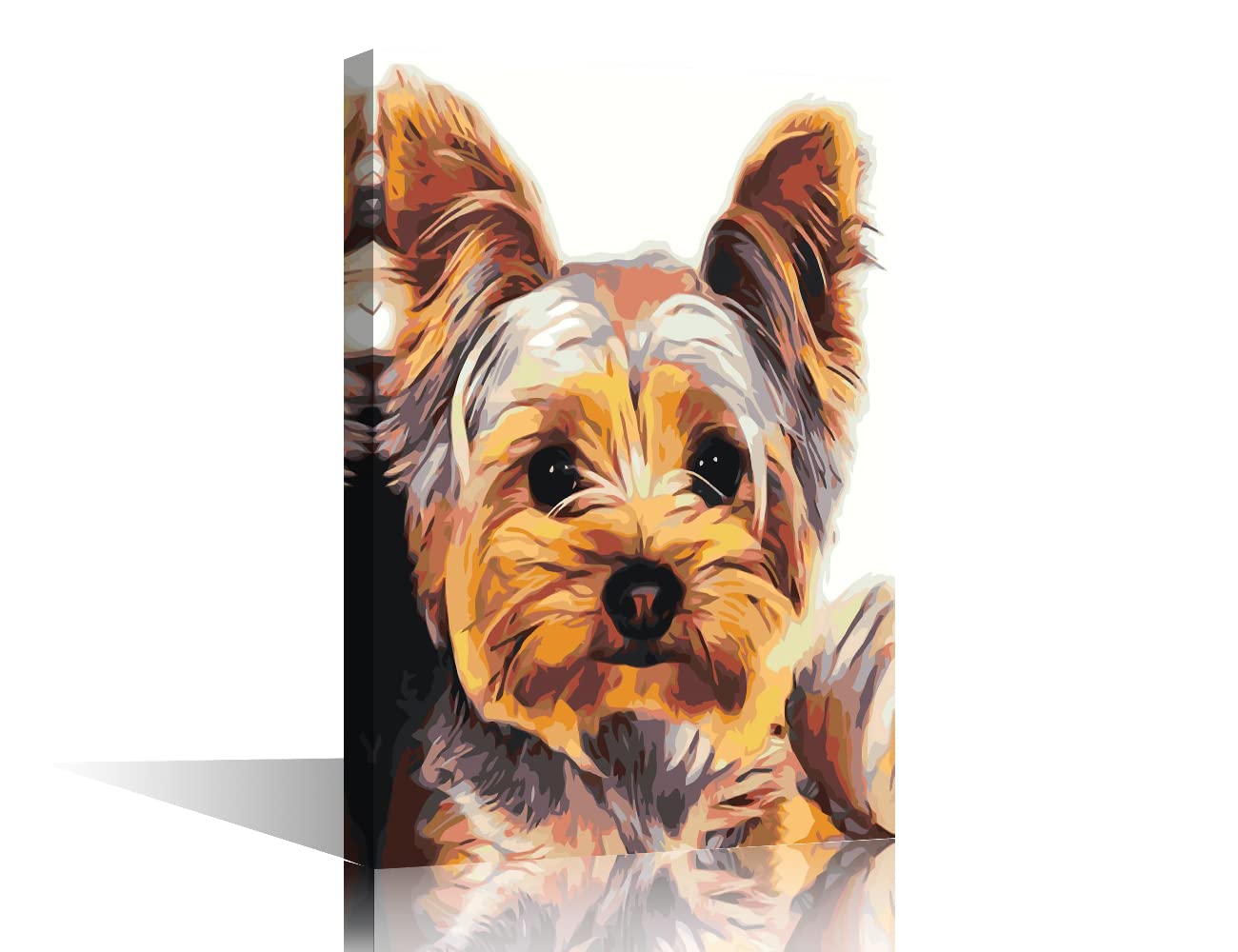 TISHIRON Wall Art Painting Yorkshire Terrier Puppy Canvas Pictures Modern Artwork Girls Boys Gift for Children's Bedroom Living Room Decoration Framed Stretch and Wraped Ready to Hang (16"x24")