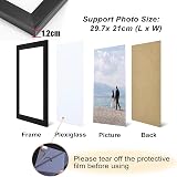 yenlk A4 Picture Frame, Wooden Black Frame with Safety Plexiglass view 5
