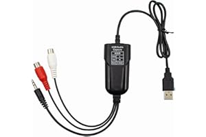 HDSUNWSTD USB Audio Capture Card Grabber for Window 10/11/8/7 / 2000/XP and Vista, Seven，Audio Grabber for Vinyl Cassette Tapes,MD, Phono to Digital MP3 Converter from 3.5mm and R/L Audio Connector