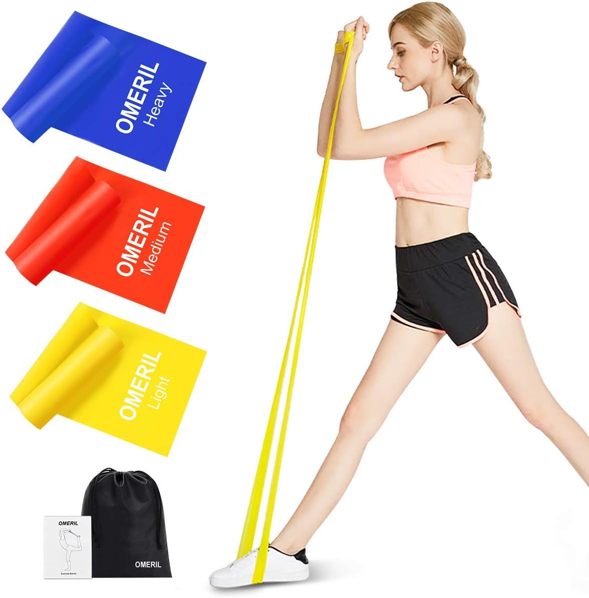OMERIL Resistance Bands Set, 3 Pack Latex Exercise Bands