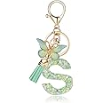 OKAICEN Fashion Alphabet Initial Letter Keychain Tassel Butterfly Pendant Key Ring for Purse Handbags Women Girl