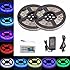 LTROP 2 Reels 12V 32.8ft Waterproof Flexible RGB LED Strip Light Kit, Color Changing SMD5050 300 LEDs, LED Strip Kit & Mini 44-key IR Controller + 12V 5A Power Supply, Adhesive Light Strips