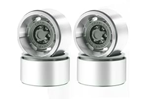 GIXCEL 1.9” Beadlock Wheel Rim, Aluminum Negative Offset 5.5mm Wheel Rim Hub for 1/10 RC Crawler SCX10 TRX4 TRX6 VS4-10 GEN7 GEN8 Upgrades Parts, 4PCS (Titanium)