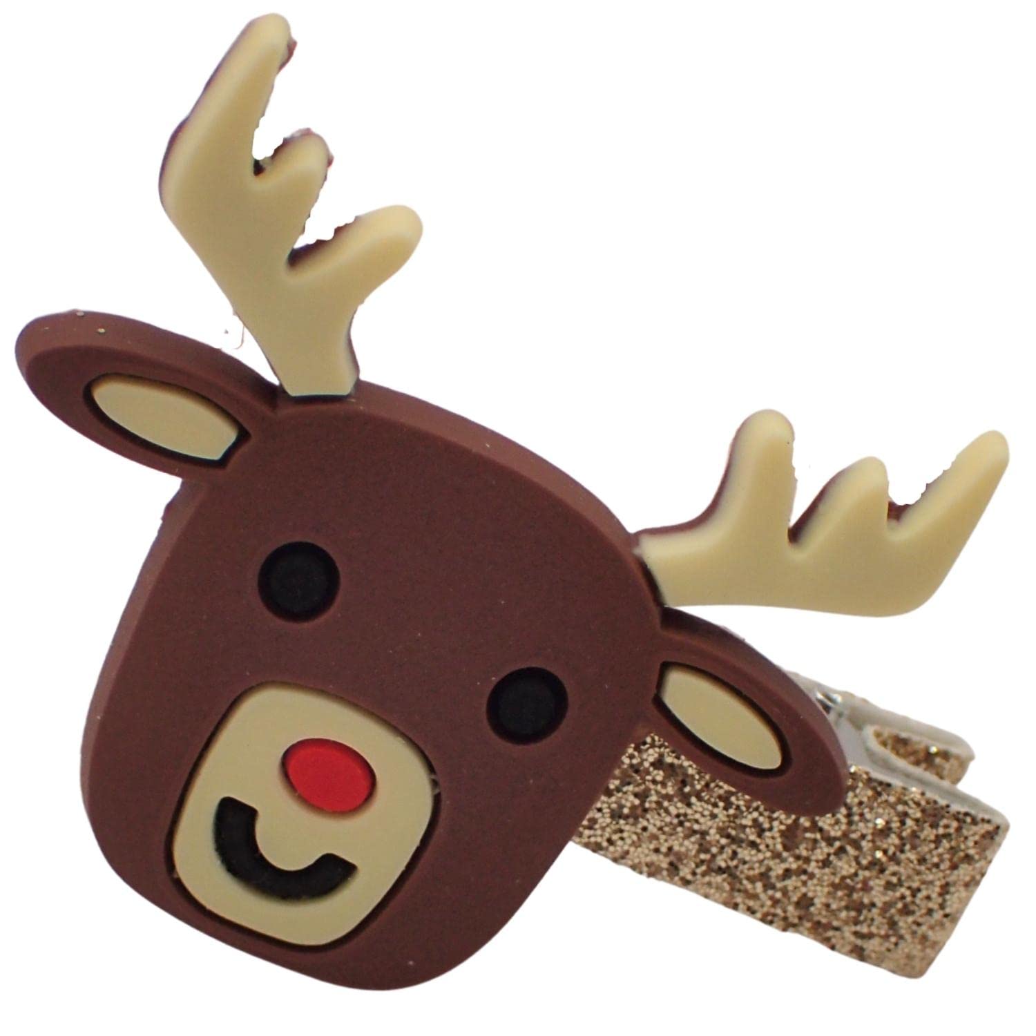 Topkids Accessories Christmas Hair Clips for Girls Hair Clips Women Festive Themed Crocodile Clips Hair Pairs and Single Small Hair Clips Christmas Polar Bear and Penguin Curl Clips (Small Rudolph)