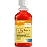 Amazon Basics Severe Daytime Cold &amp; Flu, Maximum Strength Liquid Medicine, Relieves Aches, Pain, Fever, Cough, Nasal &amp; Chest Congestion, Original Flavor, 8 fl oz (Previously Care)