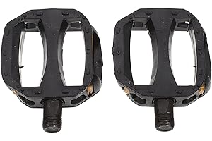 2Pcs Bike Pedals for Kids Black 1/2-inch Bicycle Pedals Plastic Bike Pedals Platform Flat Fit for 12" 14" Boys Girls Bike Bik