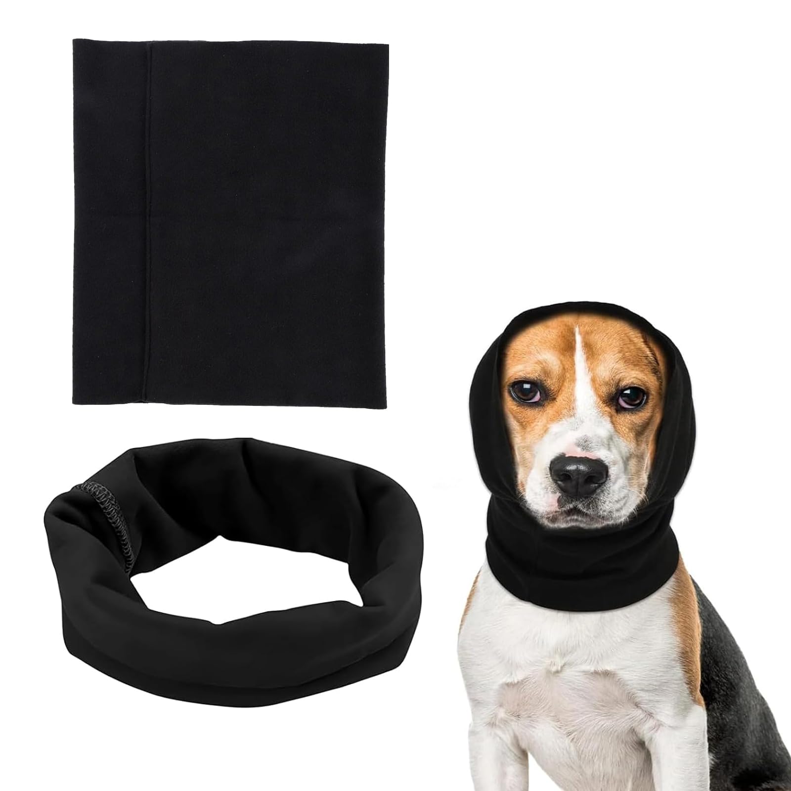 EULAPGOE Dog Snood for Dog Neck and Ear Warme, 2 Pcs Calming Pet Snood Ear Covers for Anxiety Relief and Grooming, Ear Muffs for Dogs and Cats (M-Black)