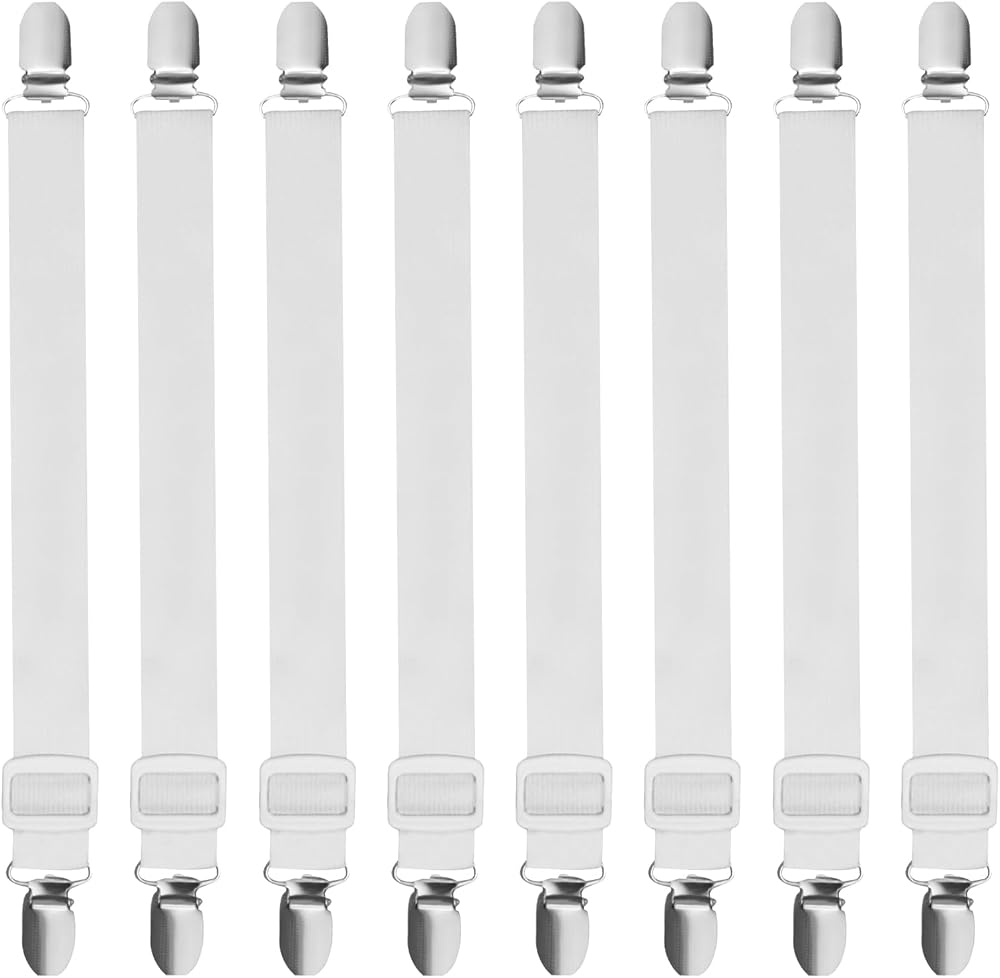 zeyedemo 8PCS Adjustable Bed Sheet Clips Straps 50cm to 180cm