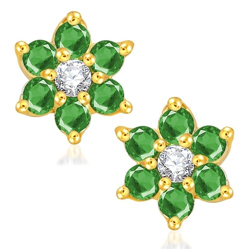 VK Jewels Cubic Zirconia Stud Earrings for Women (Golden) (vker1344g)