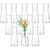 Hewory Glass Bud Vases for Centerpieces - Clear Small Flower Vase Set of 12, Modern Minimalist Cute Mini Decorative Bulk Vases for Wedding Bridal Shower Birthday Party Events Dining Room Table Decor