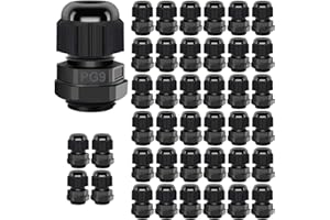 Gebildet Cable Gland, PG9 Plastic Waterproof Adjustable 4.0-8mm Cable Gland Joint with Gaskets, M16*1.5 Wire Connector, Wire Protector (Pack of 40, Black)