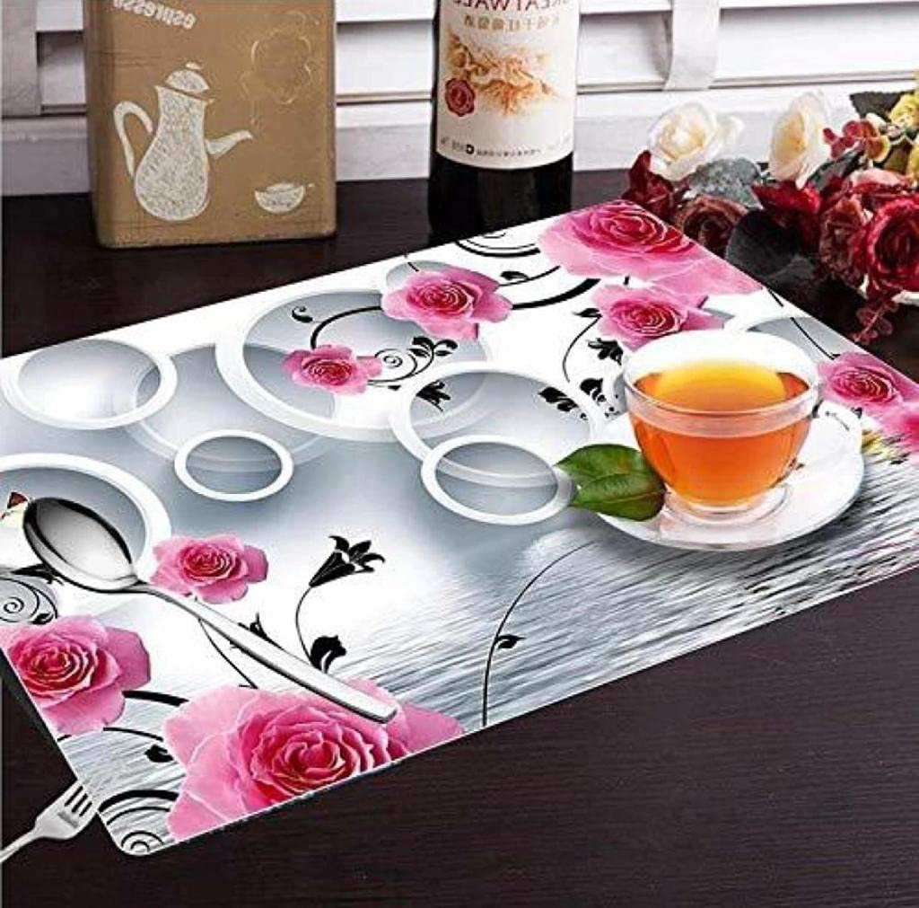 Buy Rectangular Table Placement /Mats (Pack of 6) (White & Pink) Online