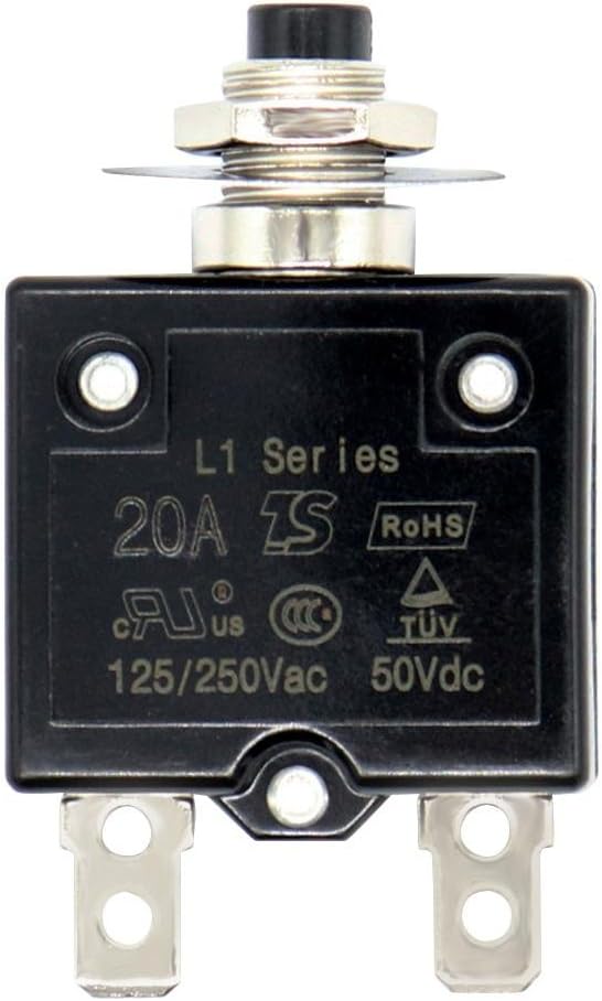 Manual Reset Circuit Breaker 125250V AC 50V DC Push Button Thermal