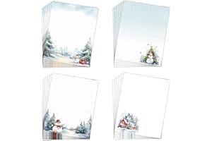 100 Sheets Christmas Stationery Letter Paper, 8.5x11’’ Santa Holiday Gift Letterhead Decorative Paper, Winter Wonderland Xmas