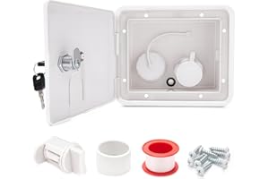 9TH SHOP Gravity/City Water Inlet Hatch, White Gravity City Water Hatch Fill Dish Lock Keys RV Trailer