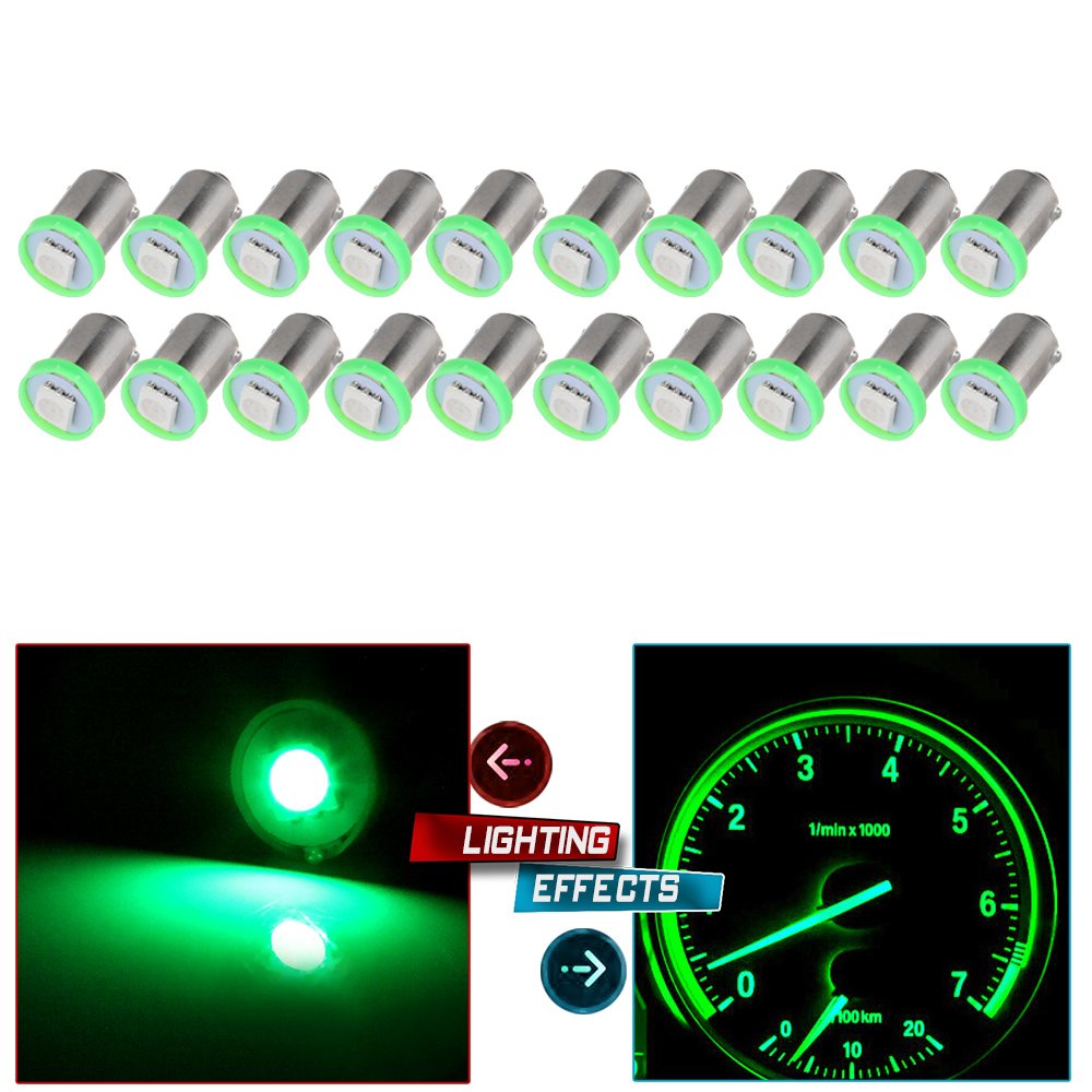 cciyu 20X BA9S LED SMD 1895 Dash Instrument Panel Cluster Ash Tray Light Bulbs 1815 1816 182 1889 1891 1892 Replacement fit for Instrument panel Glove box License plate Boat cabin lamp Blue (green)