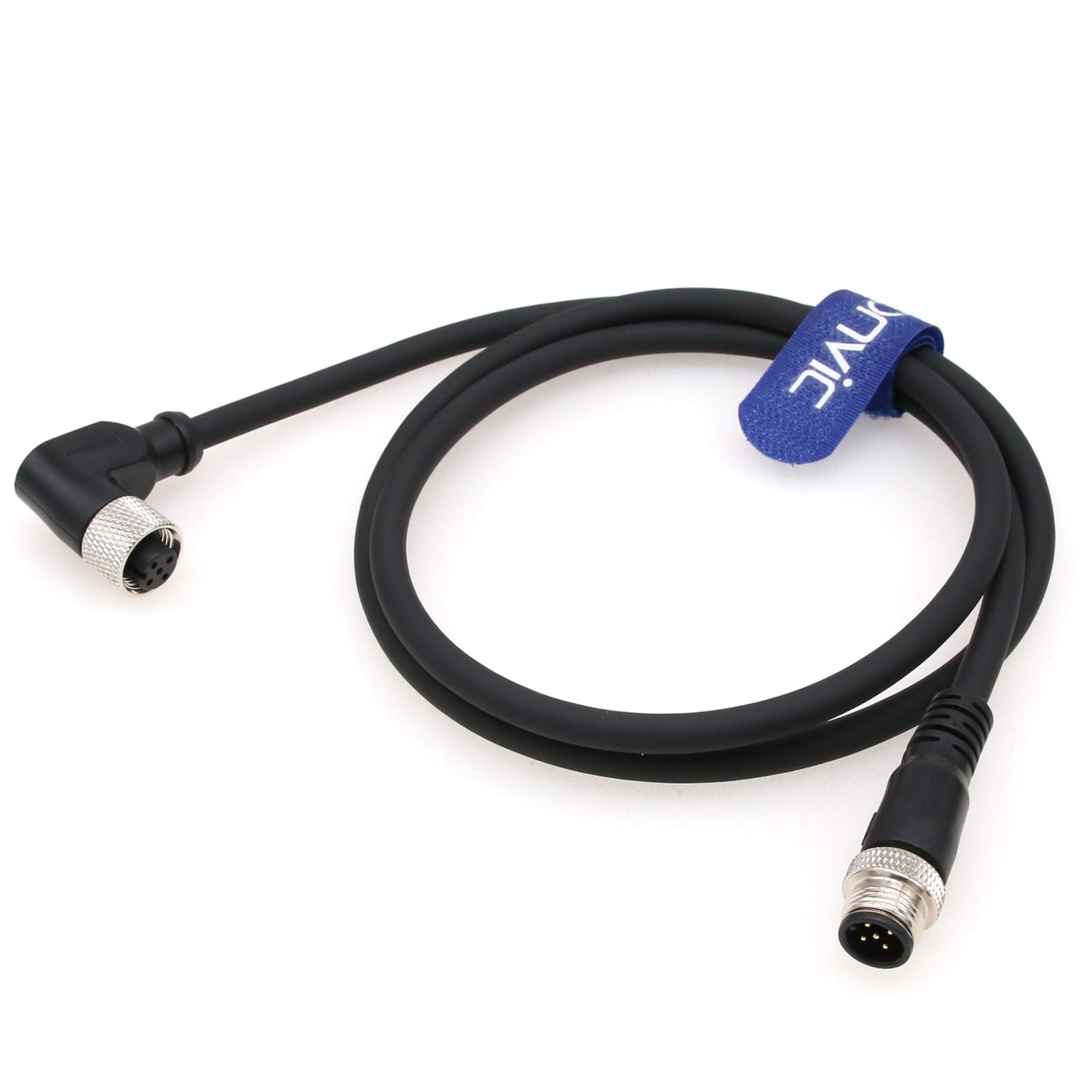 Eonvic Industrial M12 5 Pin Female Right Angle to Straight Male Aviation Sensor Connector Electrical PVC Cable 1M