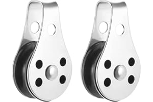 QISHUO SUS316 Nylon Steel Rope Pulley System Wheel Outdoor Steel Pulley Smooth Cable Rigging Pulley Block Outdoor Suitable for 0.08 to 0.32 Inch Ropes 2Pcs