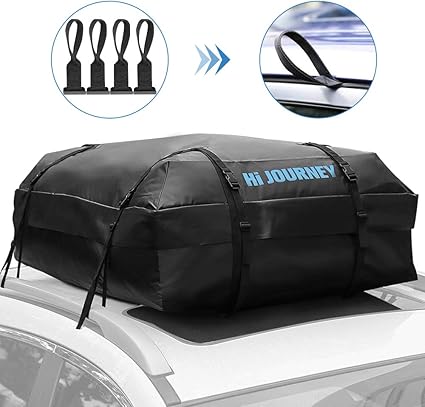 Tchipie Bolsa de Techo de Coche Impermeable, Cofre Techo de Coche con 4 Ganchos, Caja para