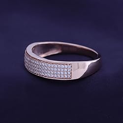 Men's Wedding Band Ring with Round Lab Created