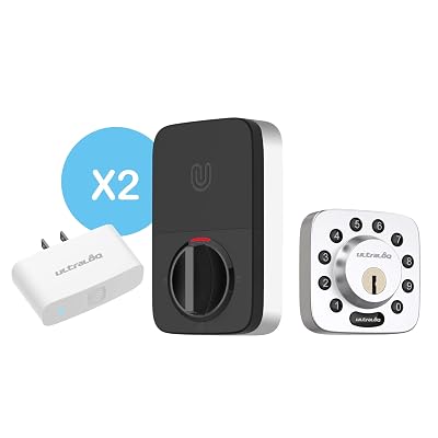 2 Pack Ultraloq U-Bolt Bluetooth Enabled Keypad Smart Deadbolt  WiFi Bridge, Satin Nickel, Remote Control Door Locks