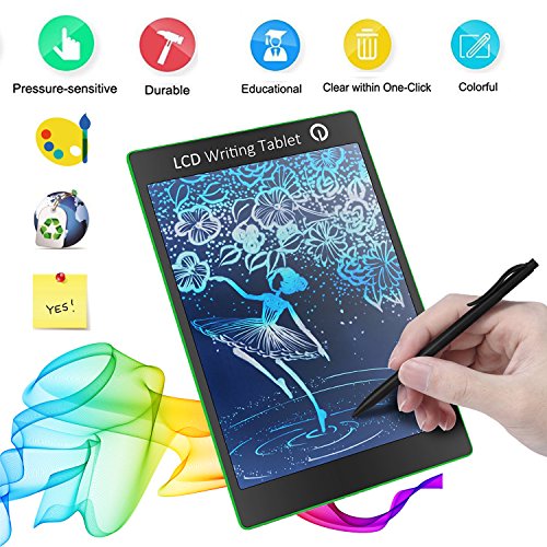 Upgrade 9.7'' Colorful LCD Writing Tablet Drawing Board with Stylus Art Toys For kids Message Memo Digital Graphics Tablets Sketching for Home School Office Travel Button Eraser by iCooLive (Green)  - Thumbnail 7