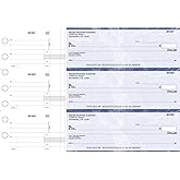 ABC Manual Checks for Business 3 on a Page with Stub Voucher, Blue Checks (100 Checks)