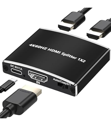 HDMI Splitter 1 in 2 Out, 4K HDMI Splitter for Dual Monitors- Copy