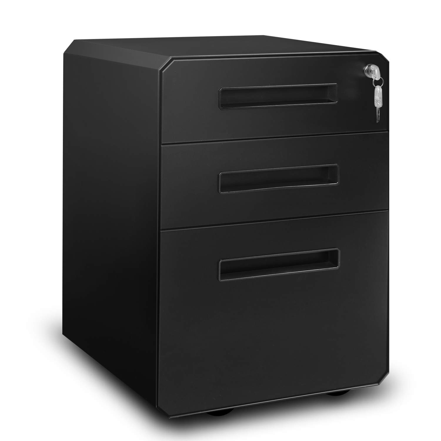 M&W 3 Drawer Mobile File Metal Locking Letter