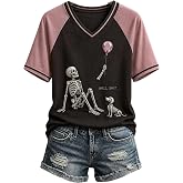 Women's Well Shit Skull T-Shirt Halloween Skeleton Lost Balloon Shirt