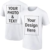 Custom T-Shirts for Men Women, Personalized Shirt Design Your Own, Custom Cotton Tee Shirts with Front &amp; Back Print