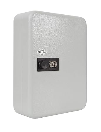Wedo 10242437 Schlüsselschrank für 24 Schlüssel, 3-stelliges Zahlenschloss, individuell einstellbar, 18,6 x 9,4 x 25 cm, pulv