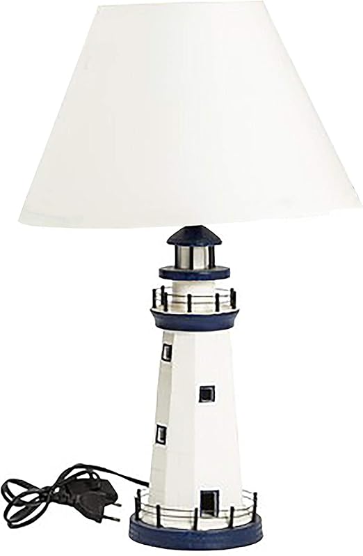 Keyhomestore Lampada Da Tavolo Shabby Chic Con Gattino, Base In Legno Grigio E Paralume In Tessuto Beige A Pois, Altezza 45 Cm