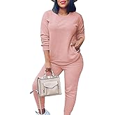 Fixmatti Women's 2 Piece Sweatsuit Long Sleeve Shirts Jogger Pant Set Tracksuit