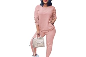 Fixmatti Women's 2 Piece Sweatsuit Long Sleeve Shirts Jogger Pant Set Tracksuit