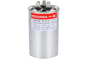 VEXUNGA 80/5uF AC Capacitor 80 5 uF MFD 370/440/450 VAC CBB65B Dual Run Start Capacitors for Air Conditioner Compacitor Motor or Compressor Fan or Condenser Straight Cool
