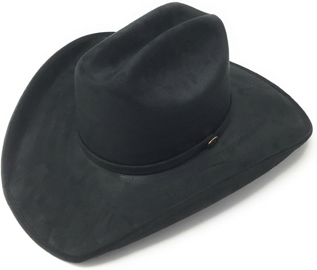 Cotswold Country Hats Black Cowboy Hat Faux Suede, Cattleman Crown