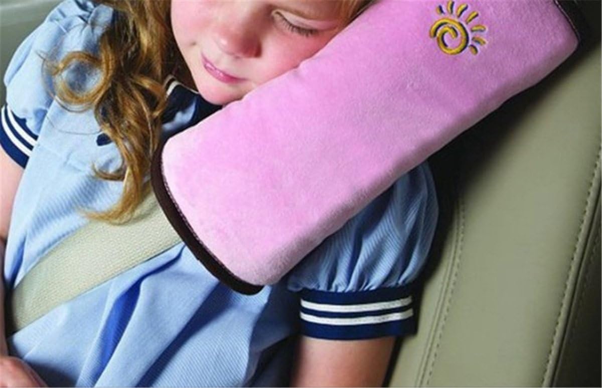 Fochutech Car Soft Seat Belt Pillow Cushion Shoulder Pad Strap Cover Adjuster Protector Comfortable Driving (Pink)