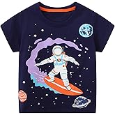 Toddler Boys T-Shirt Short Sleeve Shirt Dinosaur Print Cotton Summer Tops Tees Shark Graphic 2-7T