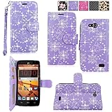 Cellularvilla Wallet Case For ZTE Speed N9130 (Boost Mobile) Pu Leather Wallet Card Flip Open Pocket Case Cover Pouch (Purple Glitter)