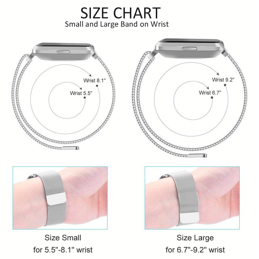 ChicGuide Fitbit Versa Armband, Milanese Fitbit Versa Ersatzarmband Edelstahl Fitbit Versa Armbänder (Silber, Small)