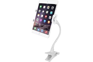 Macally Gooseneck Tablet Holder for Bed, Desk, Stroller, Bike, Airplane - Perfect as Cell Phone Clip Mount, Tablet Clamp Mount, iPhone Holder, or iPad Holder - Easy to Use and Universal Compatibility