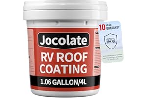 JOCOLATE RV Roof Sealant- Solar Reflective RV Roof Coating Waterproof Membrane Seal Liquid Coating for House Roof, EPDM, TPO, Fiberglass, Aluminum Camper, Travel Trailers- White 1.06 Gallon