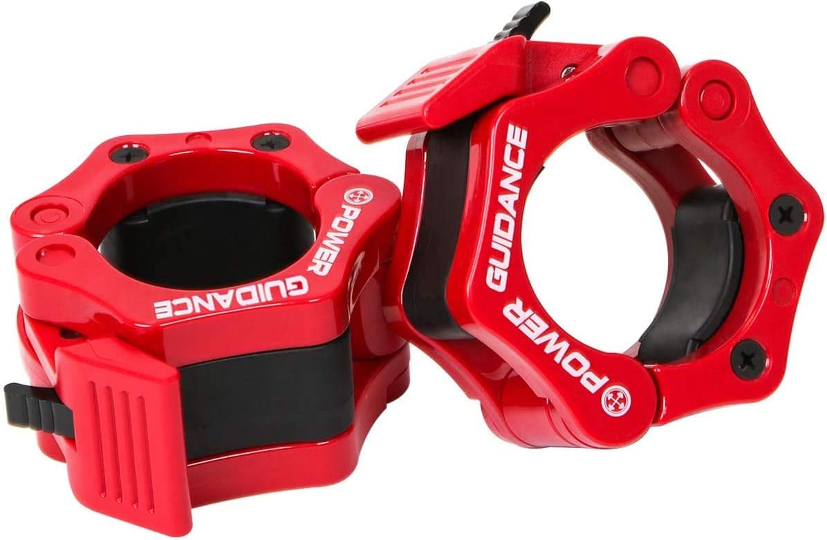 Barbell Clamp Collar 2 ‘’ Pair Red POWER GUIDANCE Locking Olympic