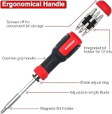 Sharden 13-in-1 Screwdriver Set Adjustable Bit Holder Torx Phillips Flat Hex view 2