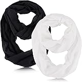 Lightweight Infinity Scarf for Women 2 Packs Circle Loop Warm Soft Light Weight Eternity Infinite Solid Color Gift All Season