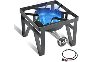 SKOK 200,000 BTUs High Pressure Single Burner Propane Camping Stove - Portable Outdoor Stove for Outdoor Cooking, Backyard, Picnic