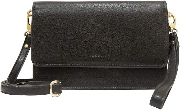 Womens Small Crossbody Bags Leather Purses and Handbags Wristlet Wallets with Phone Pocket and Card Slots, Black